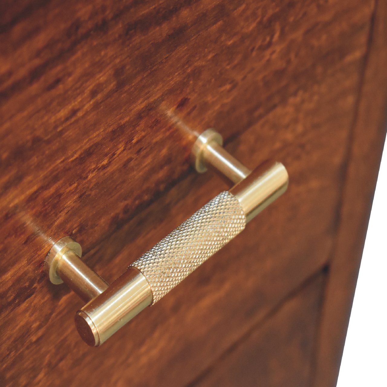 Luca Chest of Drawers - 3 Drawers Handmade Solid Wood Storage With Golden Bars
