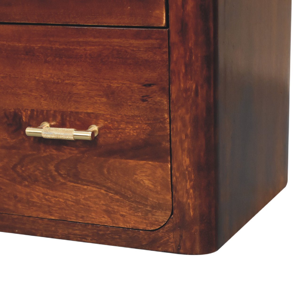 Luca Chest of Drawers - 3 Drawers Handmade Solid Wood Storage With Golden Bars