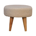 Cream Boucle Petite Footstool - Handmade Solid Wood Frame with Soft Cream Boucle Upholstery and Compact Design