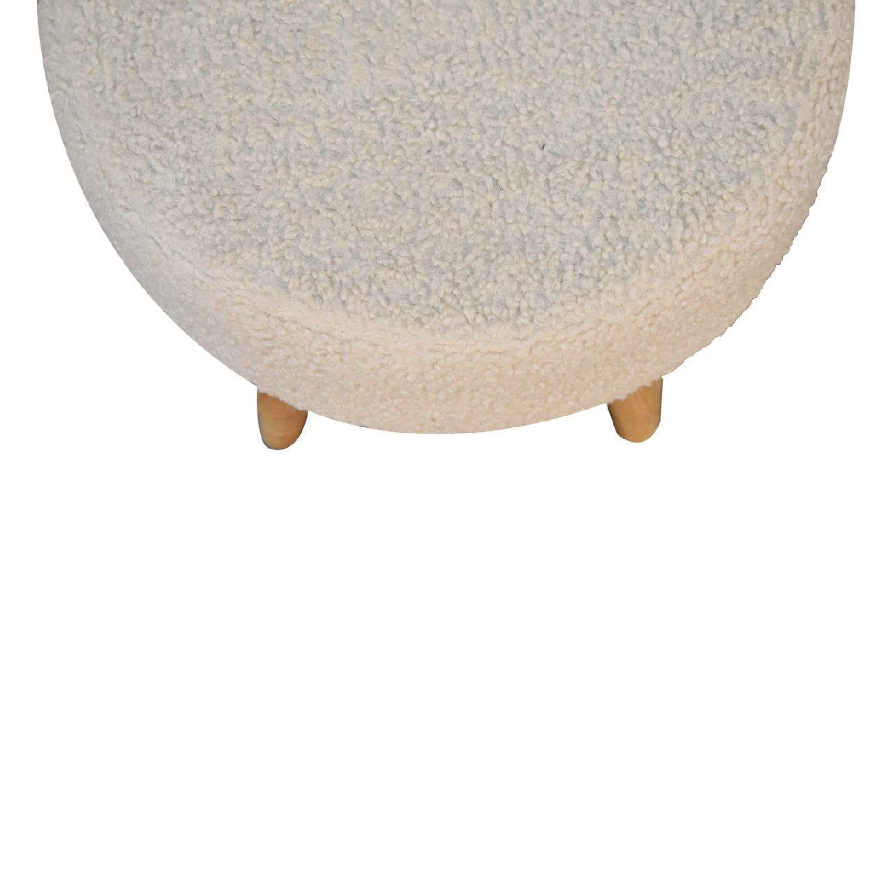 Cream Boucle Petite Footstool - Handmade Solid Wood Frame with Soft Cream Boucle Upholstery and Compact Design