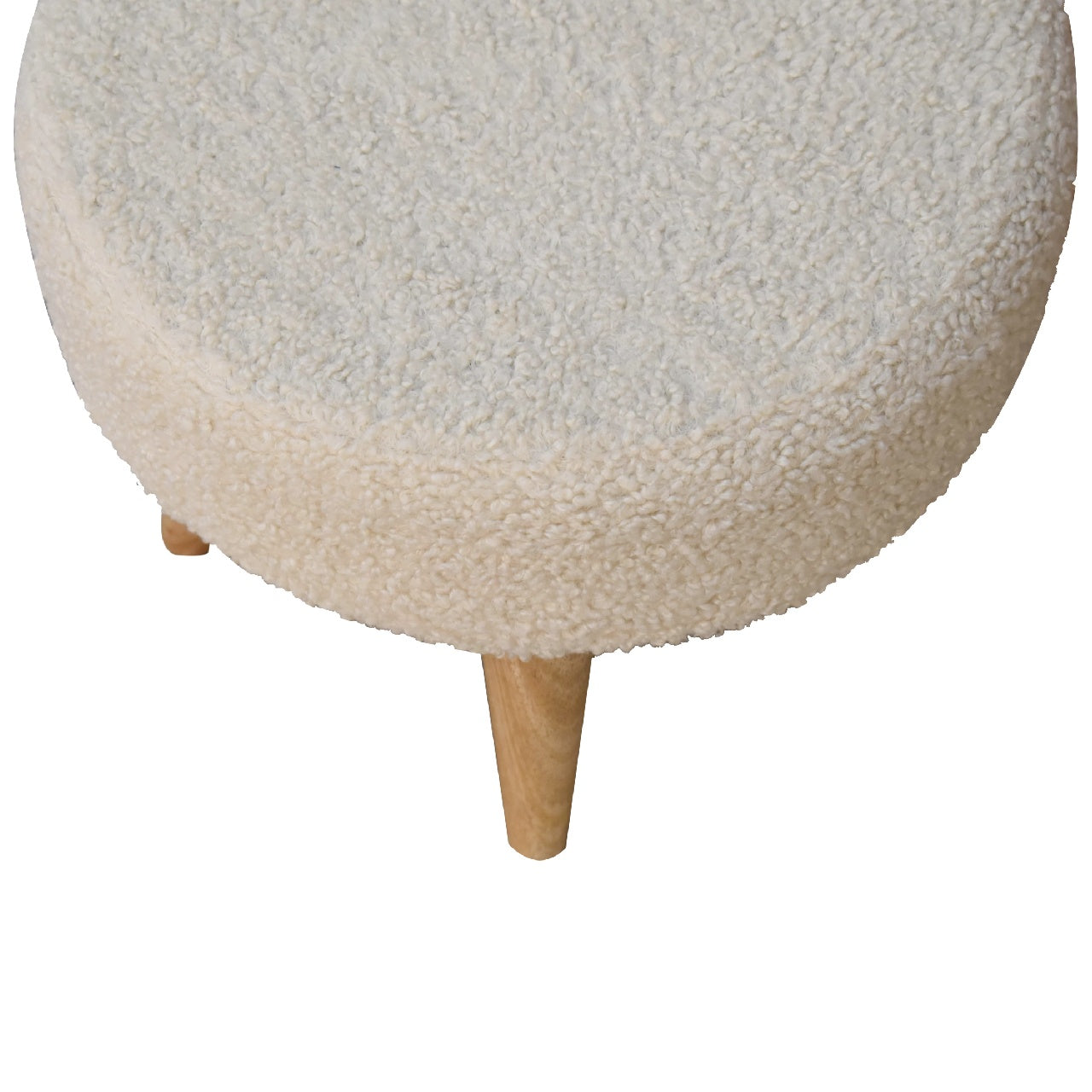 Cream Boucle Petite Footstool - Handmade Solid Wood Frame with Soft Cream Boucle Upholstery and Compact Design