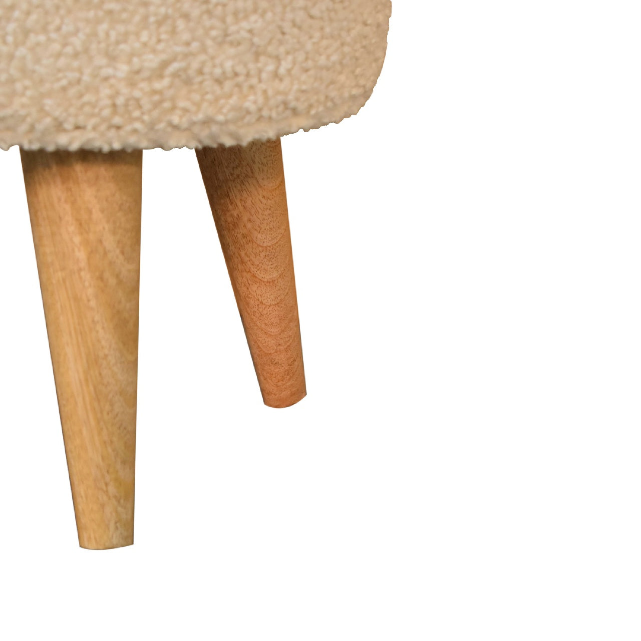 Cream Boucle Petite Footstool - Handmade Solid Wood Frame with Soft Cream Boucle Upholstery and Compact Design