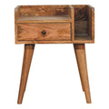 Oak-ish Collective Bedside Handmade Solid Wood Nightstand with Drawer and Open Shelf
