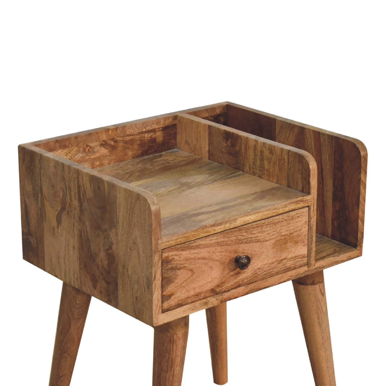 Oak-ish Collective Bedside Handmade Solid Wood Nightstand with Drawer and Open Shelf
