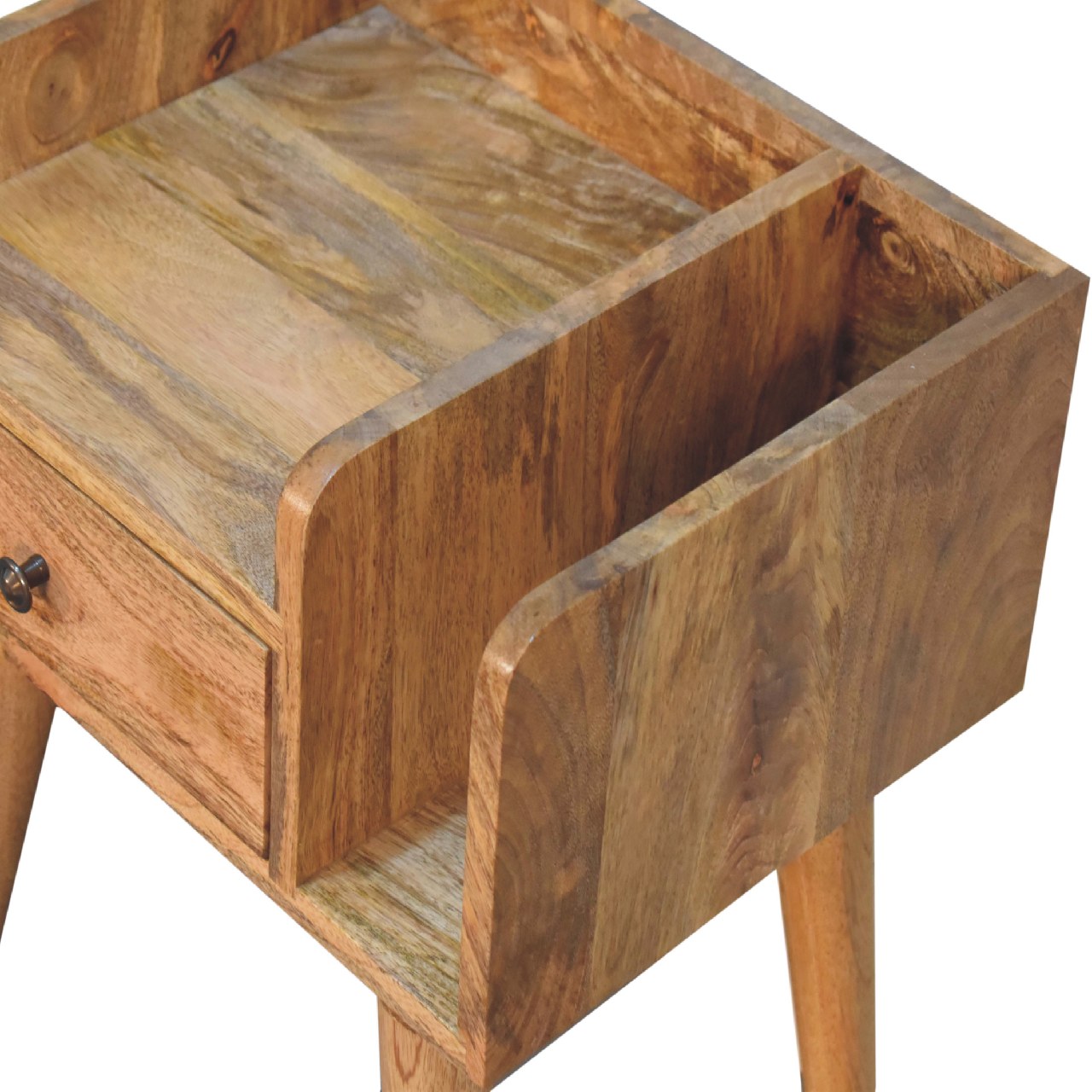 Oak-ish Collective Bedside Handmade Solid Wood Nightstand with Drawer and Open Shelf