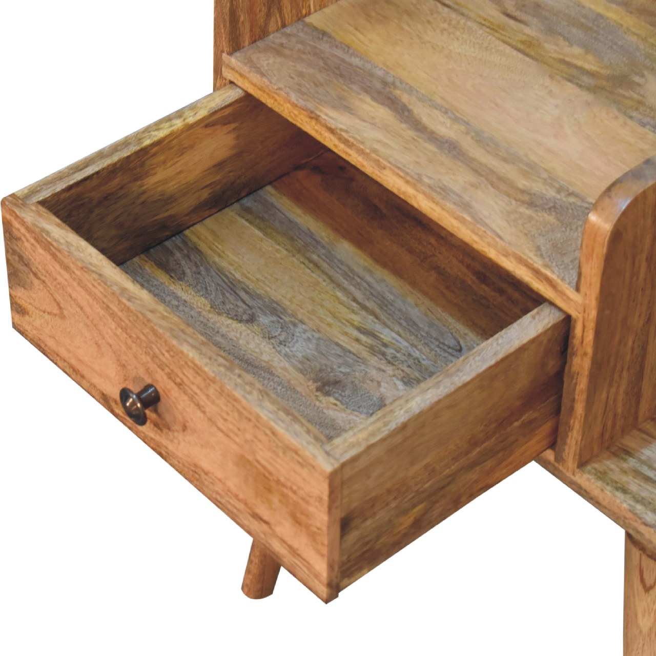 Oak-ish Collective Bedside Handmade Solid Wood Nightstand with Drawer and Open Shelf