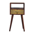 Eden Mini Bedside - Handmade Solid Wood Compact Nightstand with Drawer and Open Shelf Gold sunrise