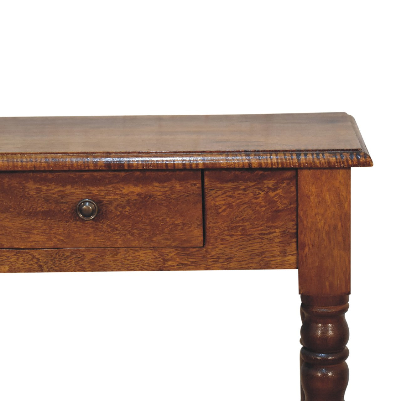 Chestnut Turned Leg Writing Desk With Drawer Handmade Solid Wood Vintage Inspired