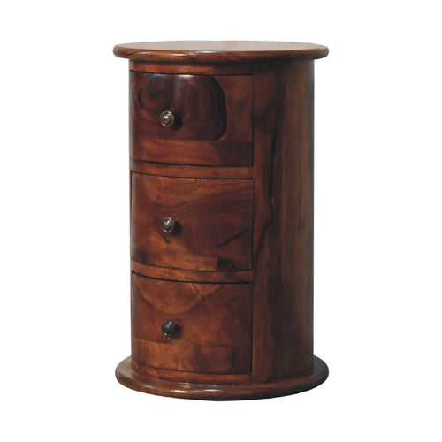 3 Drawer Chestnut Sheesham Drum - Handmade Solid Wood Storage