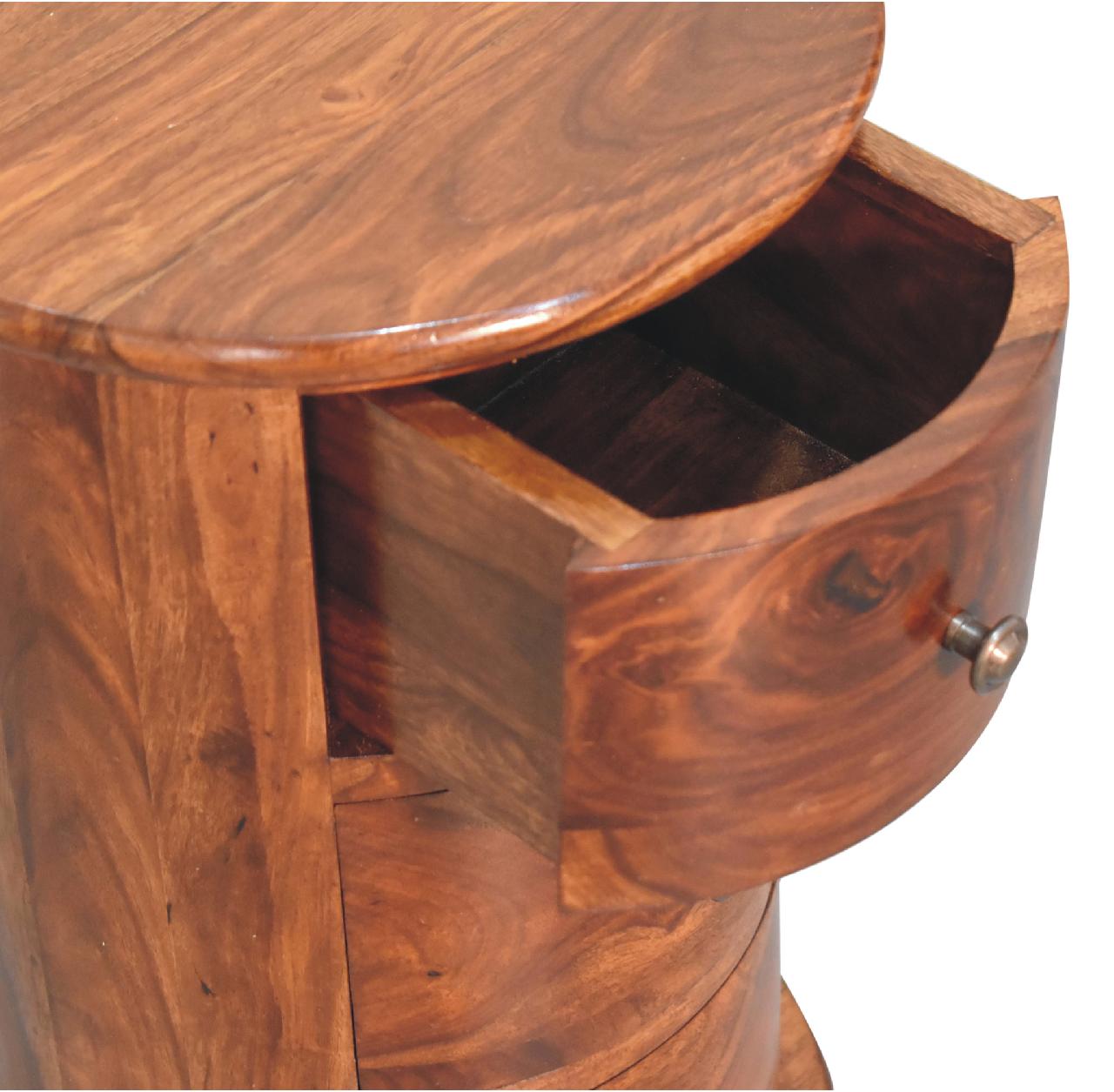 3 Drawer Chestnut Sheesham Drum - Handmade Solid Wood Storage