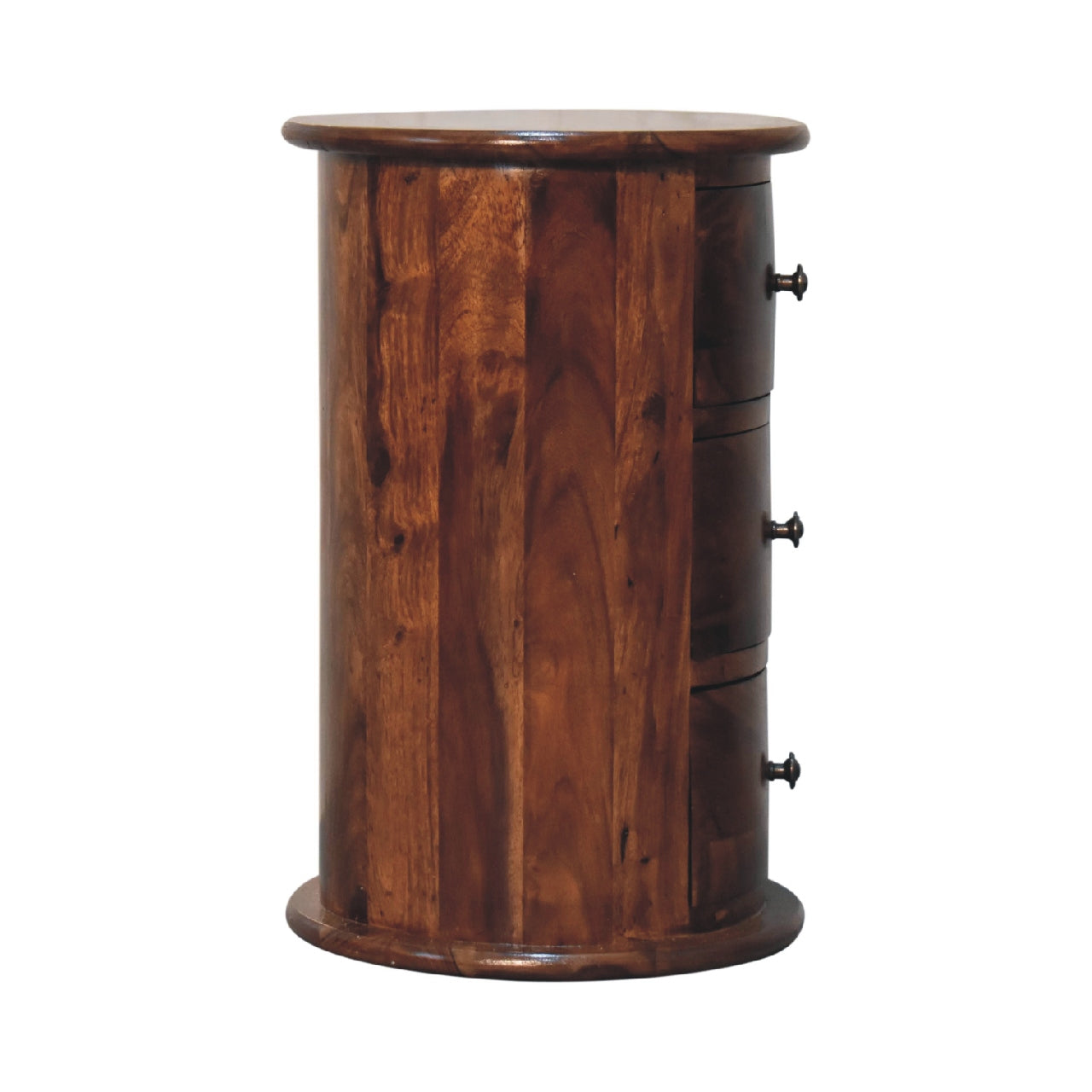 3 Drawer Chestnut Sheesham Drum - Handmade Solid Wood Storage