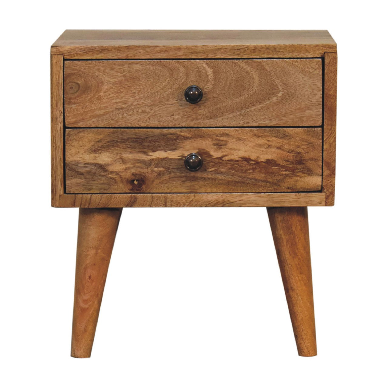 Mini Oak-ish Modern Bedside - 2 Drawer HAndmade Solid Wood