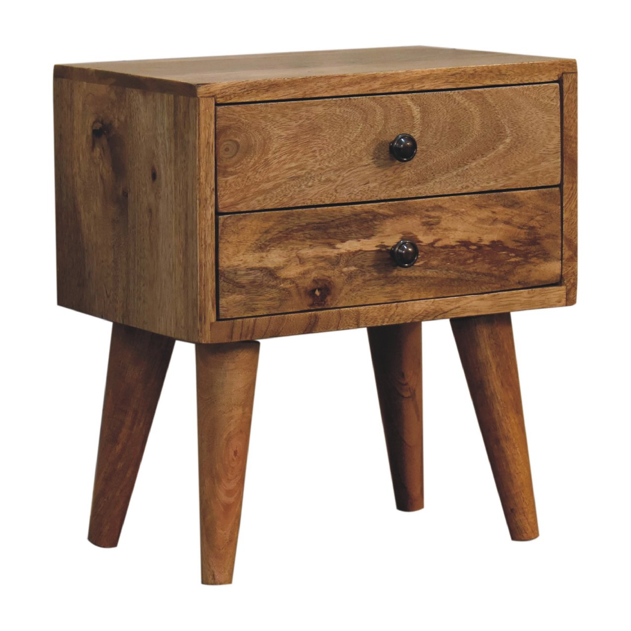 Mini Oak-ish Modern Bedside - 2 Drawer HAndmade Solid Wood