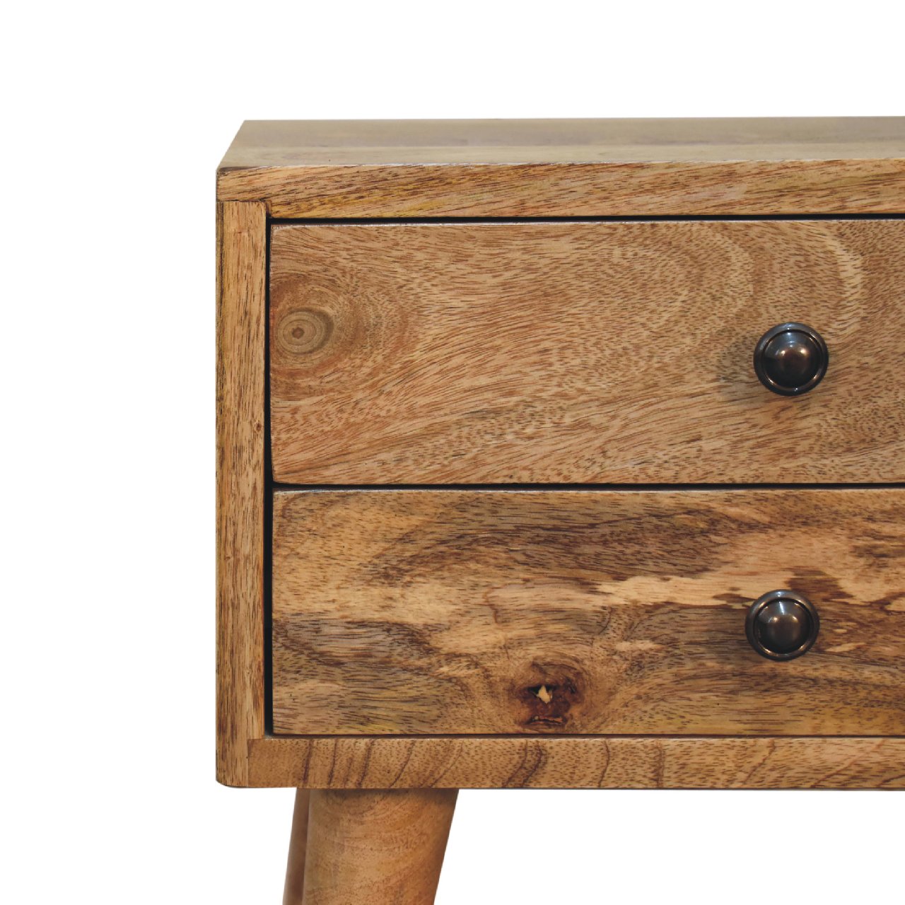 Mini Oak-ish Modern Bedside - 2 Drawer HAndmade Solid Wood