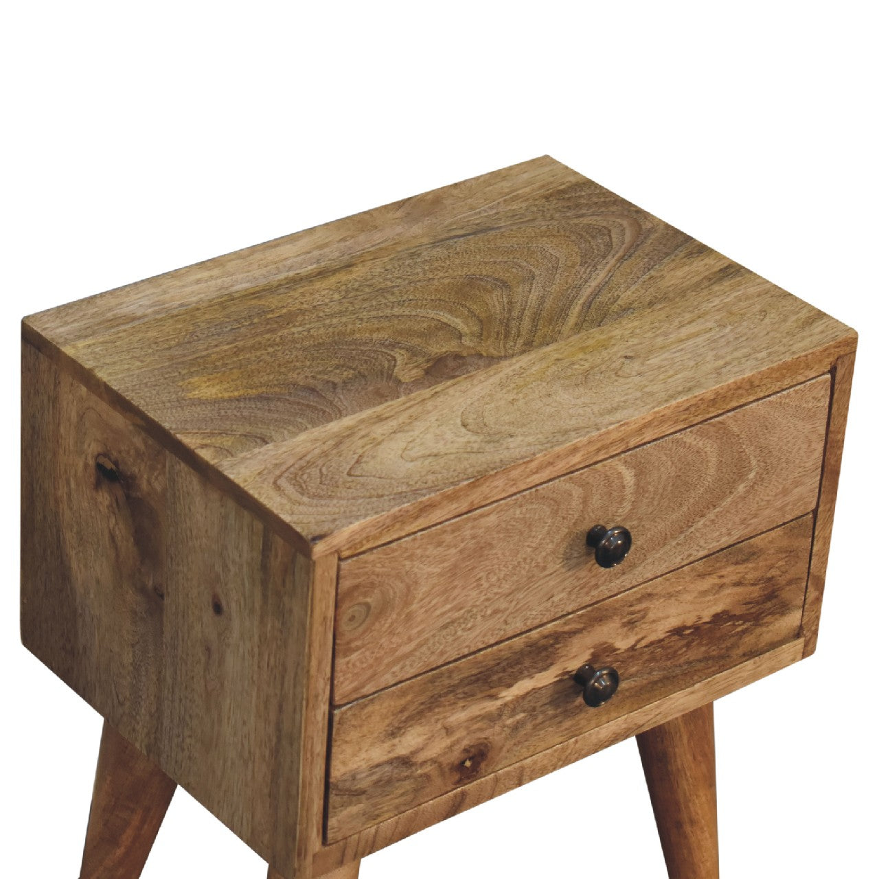 Mini Oak-ish Modern Bedside - 2 Drawer HAndmade Solid Wood