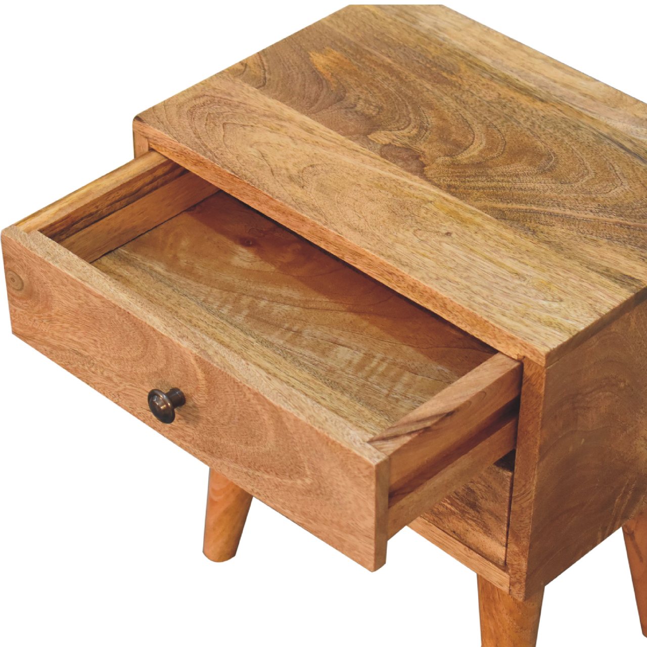 Mini Oak-ish Modern Bedside - 2 Drawer HAndmade Solid Wood