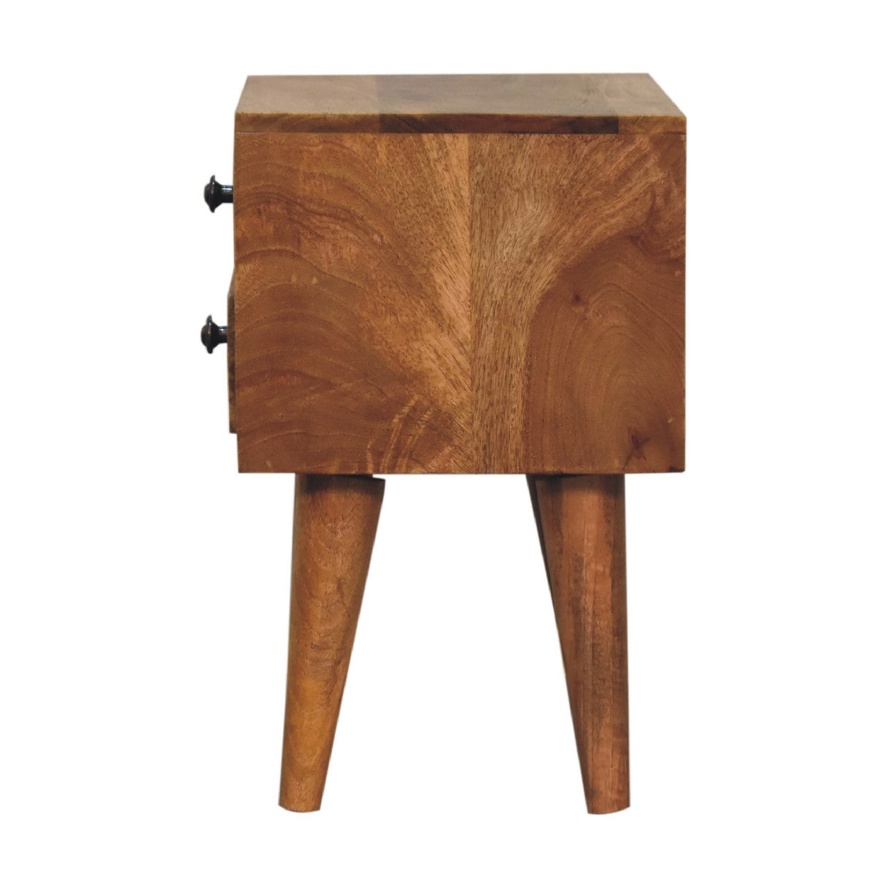 Mini Oak-ish Modern Bedside - 2 Drawer HAndmade Solid Wood