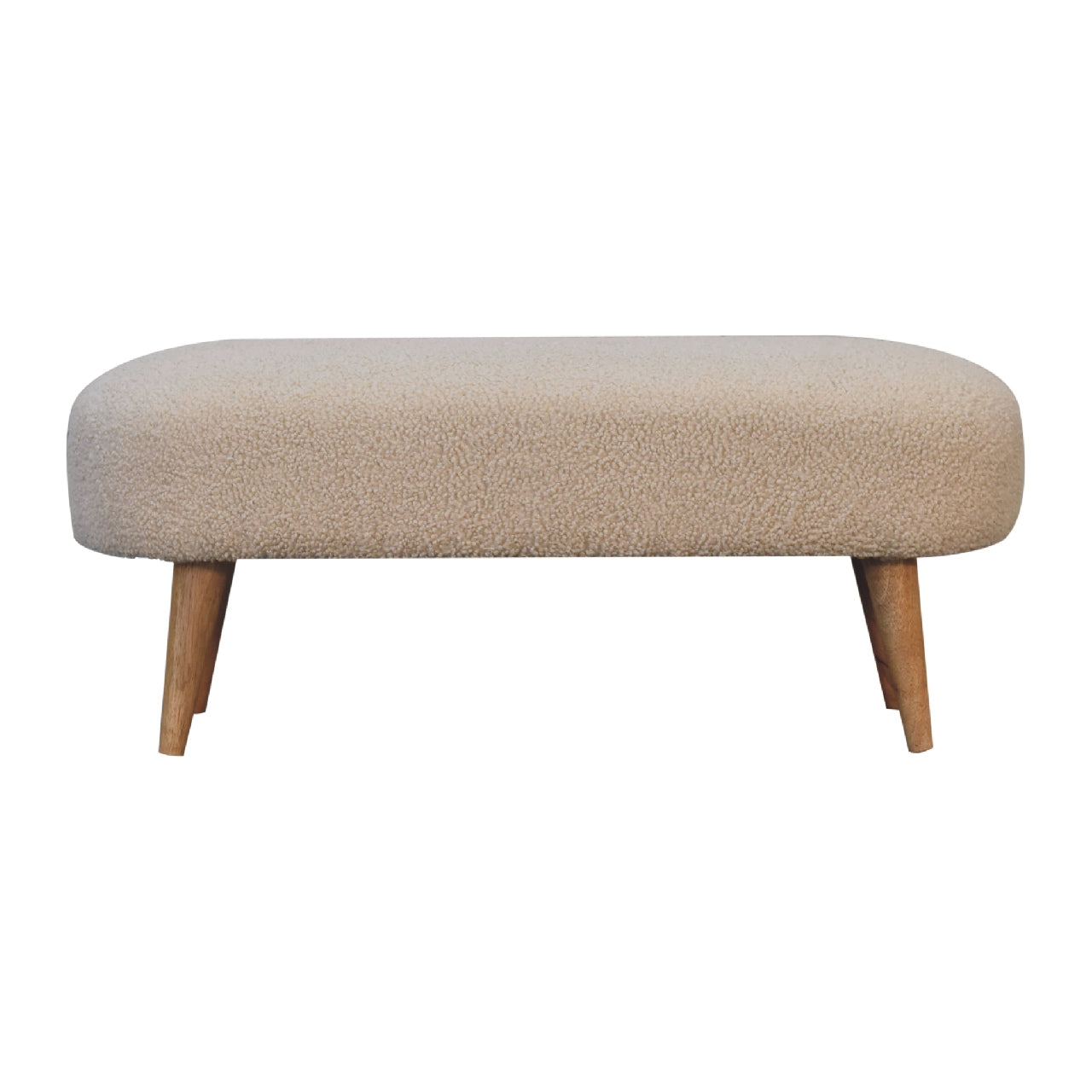 Boucle Hallway Bench - Handmade Solid Wood Frame with Soft Boucle Upholstered Seat