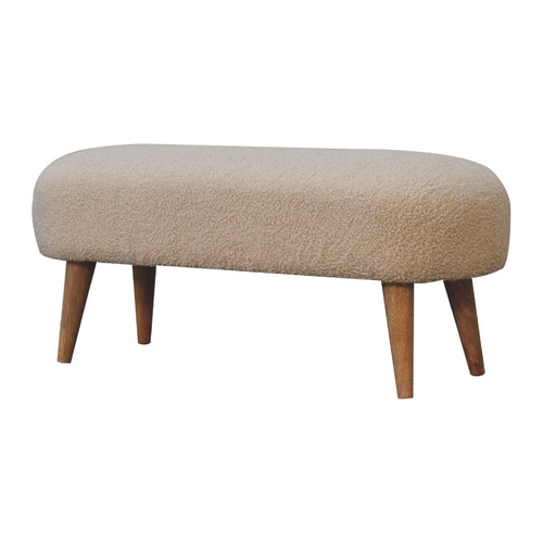 Boucle Hallway Bench - Handmade Solid Wood Frame with Soft Boucle Upholstered Seat