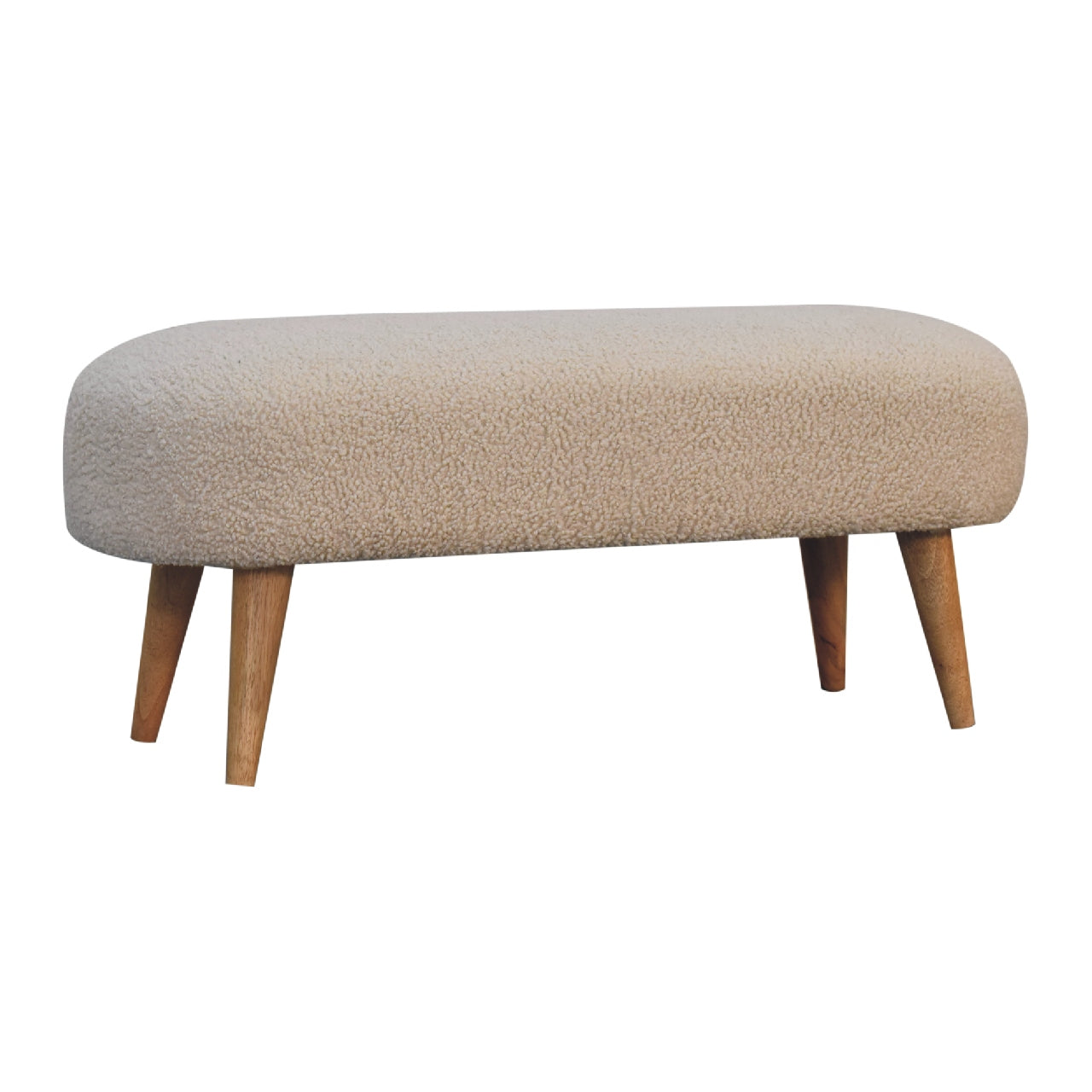 Boucle Hallway Bench - Handmade Solid Wood Frame with Soft Boucle Upholstered Seat