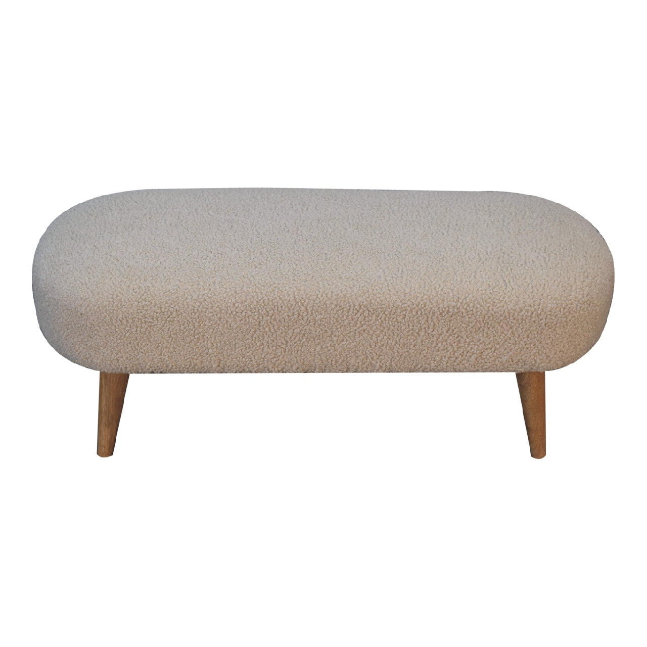 Boucle Hallway Bench - Handmade Solid Wood Frame with Soft Boucle Upholstered Seat
