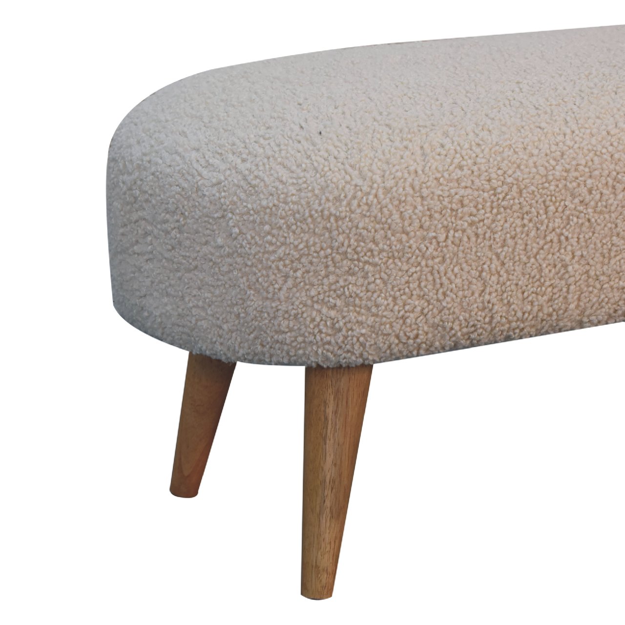 Boucle Hallway Bench - Handmade Solid Wood Frame with Soft Boucle Upholstered Seat