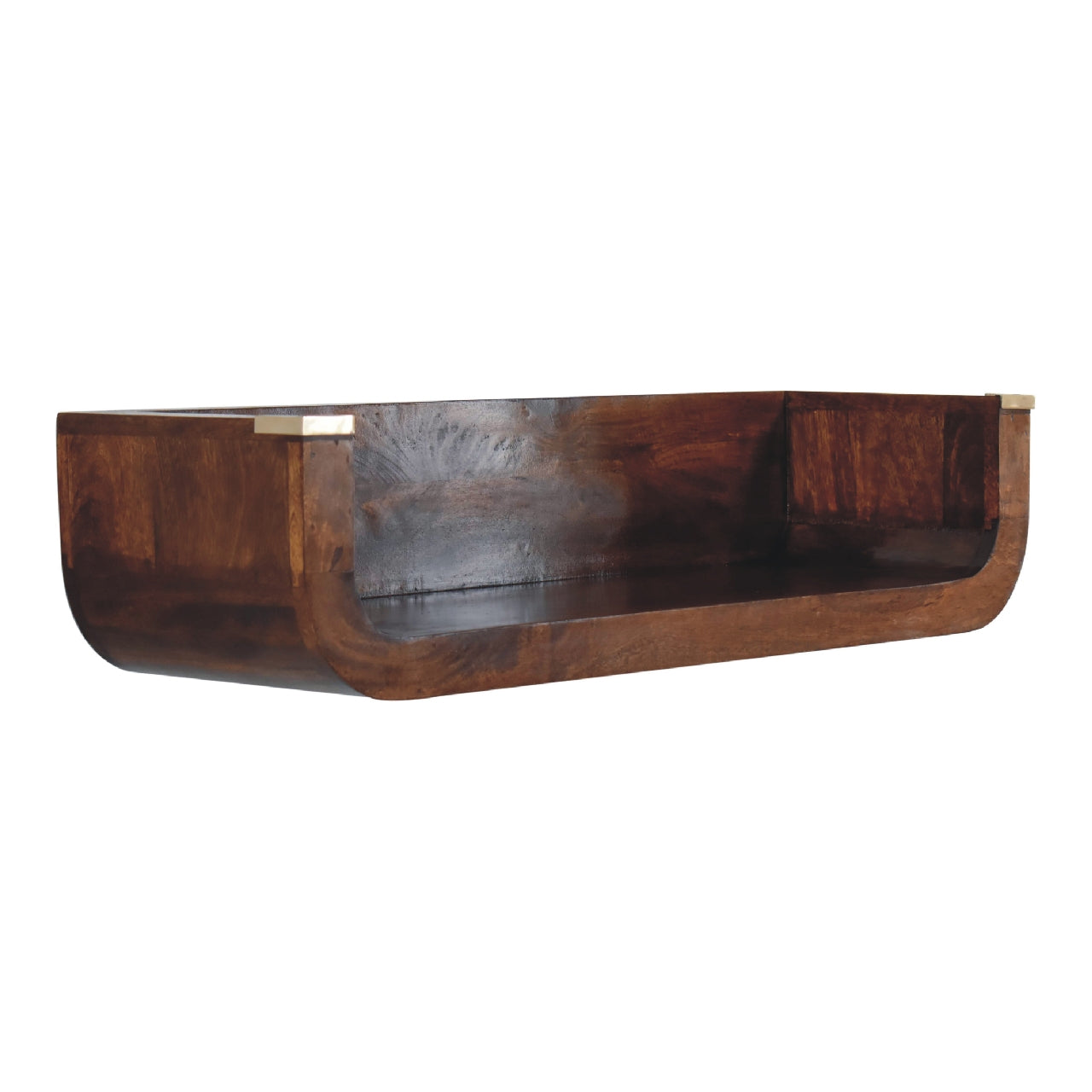 Indira Chestnut Floating Console - Handmade Solid Wood Wall-Mounted Table in Brown