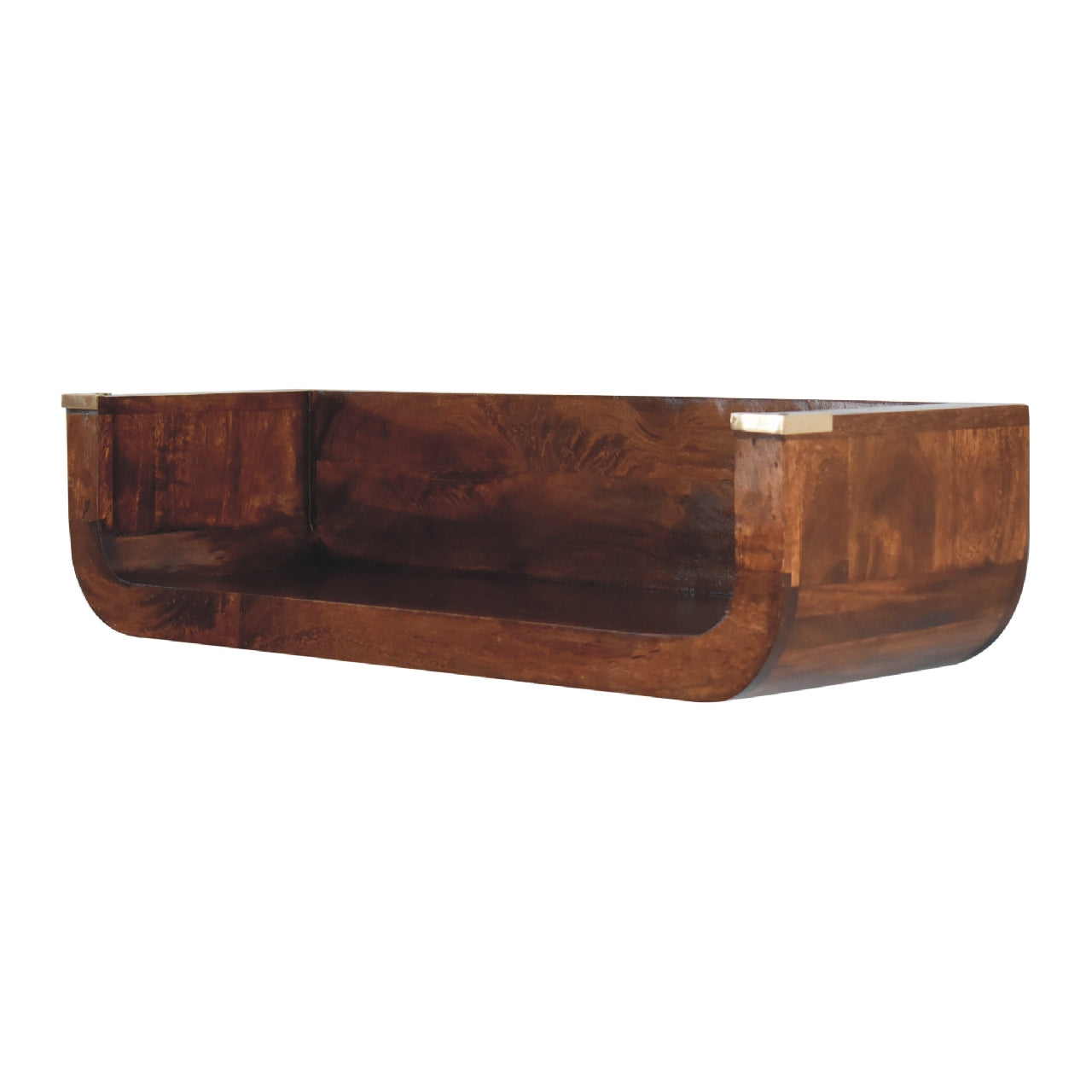 Indira Chestnut Floating Console - Handmade Solid Wood Wall-Mounted Table in Brown