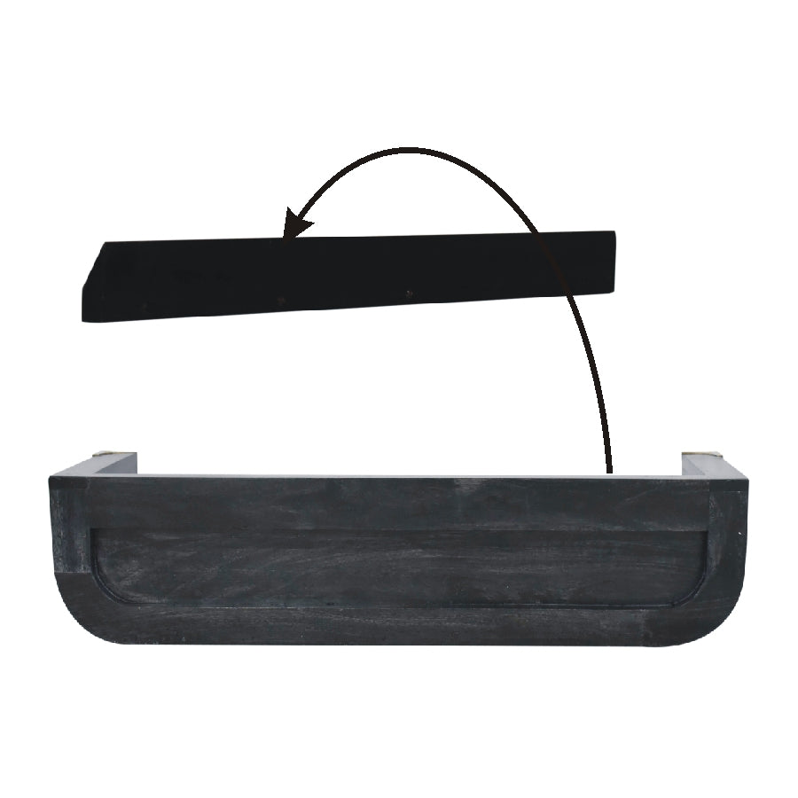 Indira Floating Console Table - Handmade Solid Wood Wall-Mounted Table in Black