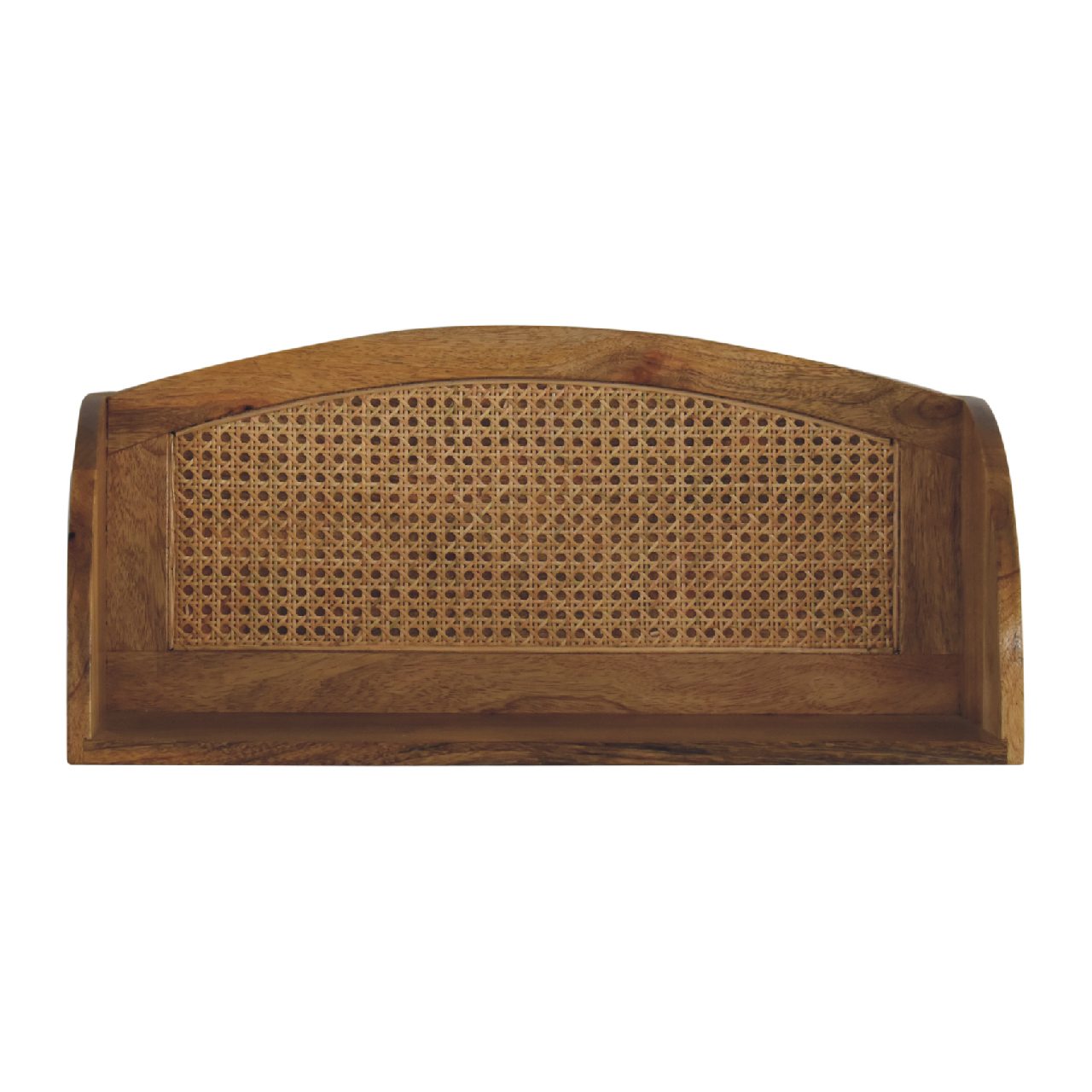 Larissa Open Wall Mounted Shelf - Solid Wood And Rattan