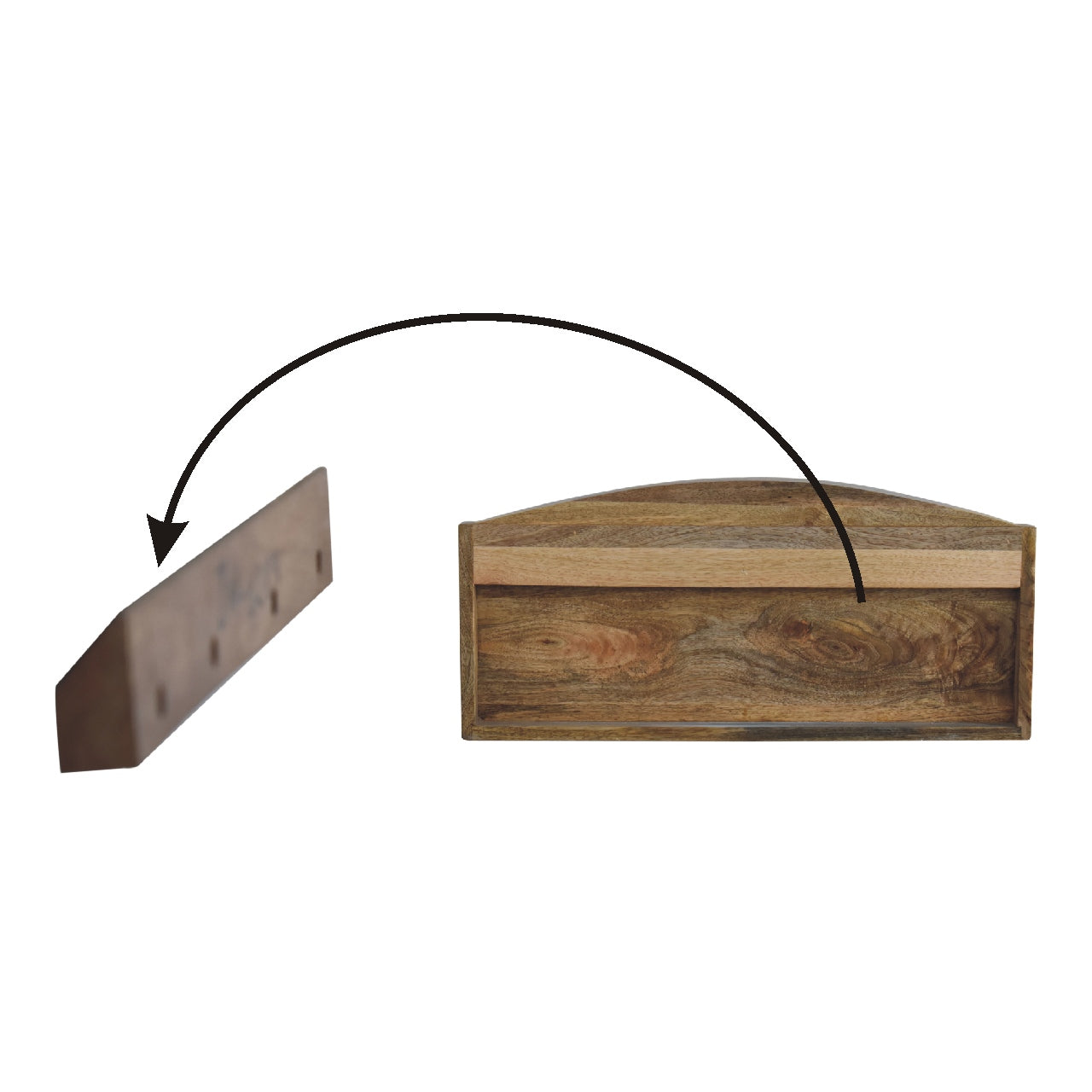 Larissa Open Wall Mounted Shelf - Solid Wood And Rattan