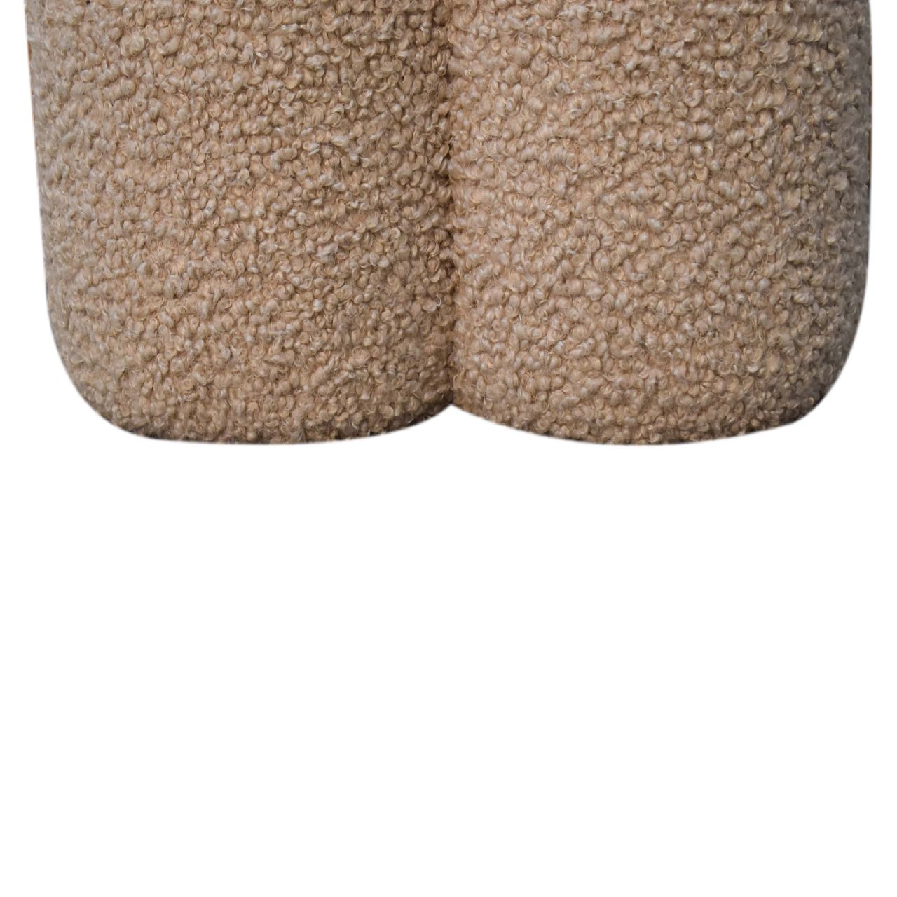 Mud Boucle Clover Footstool - Handmade Solid Wood Frame with Mud-Coloured Boucle Upholstery and Clover-Shaped Design