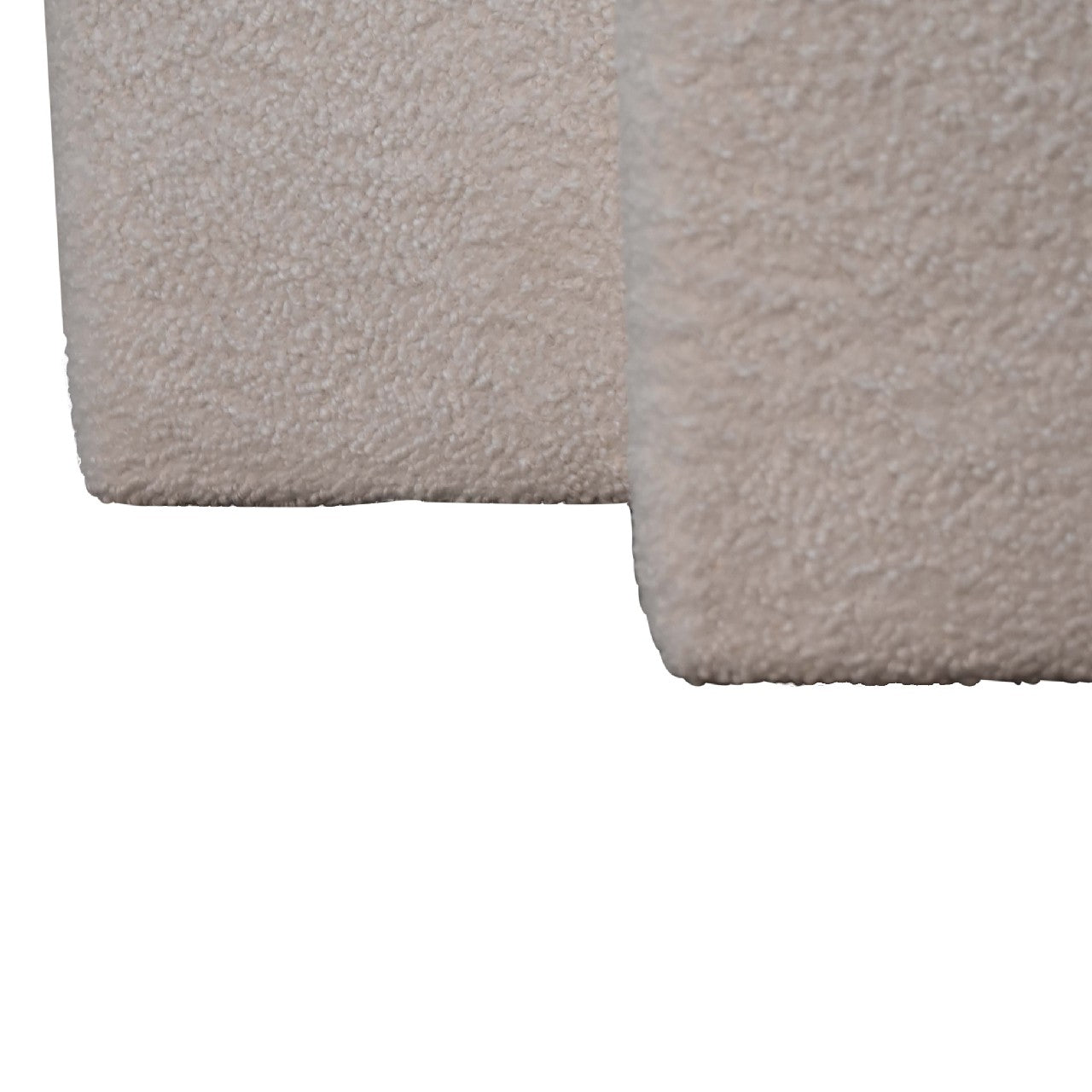 White Boucle Twin Footstool - Handmade Solid Wood Frame with White Boucle Upholstery, Set of 2