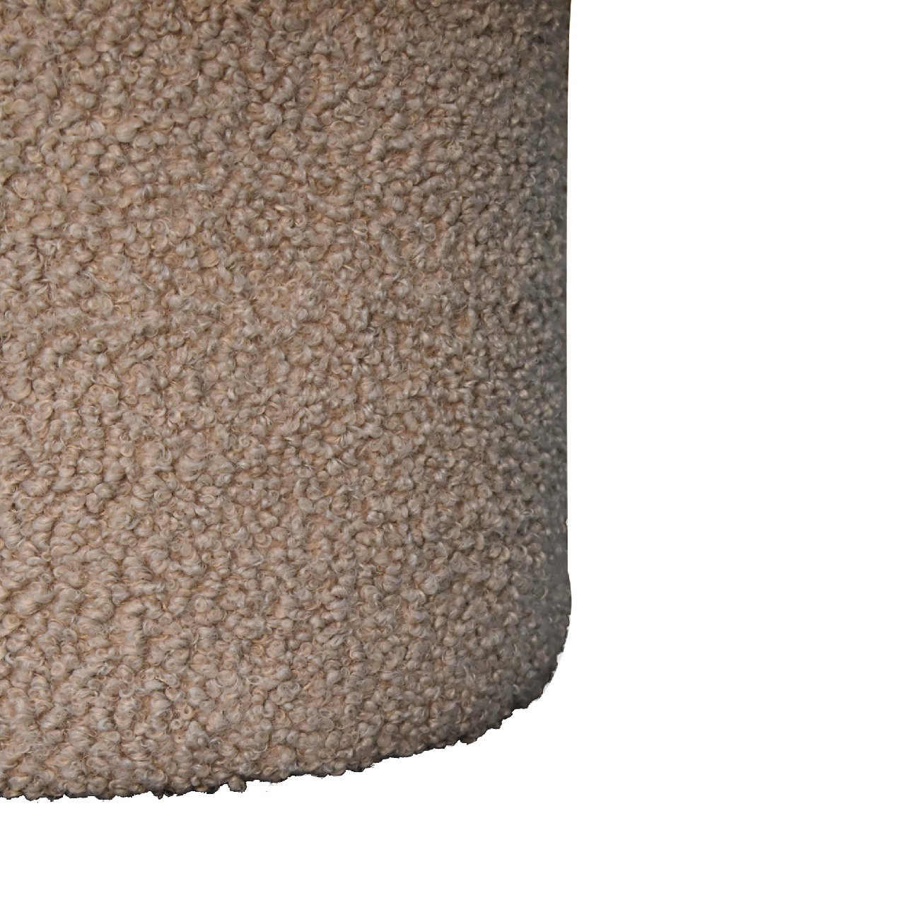 Mud Boucle Mushroom Footstool - Handmade Solid Wood Frame with Mud-Coloured Boucle Upholstery