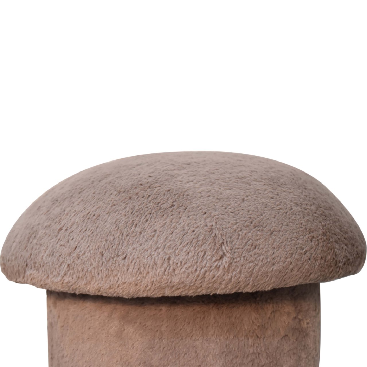 Mocha Faux Fur Mushroom Footstool - Handmade Solid Wood Frame with Boucle Upholstery