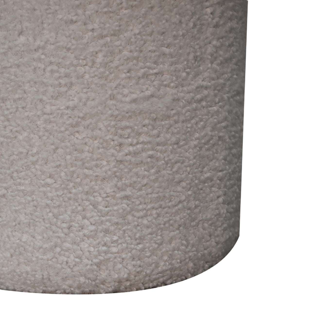 White Boucle Mushroom Footstool - Handmade Solid Wood Frame with Boucle Upholstery