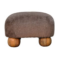 Mocha Faux Fur Nordic Footstool - Handmade Solid Wood Frame with Plush Mocha Faux Fur Upholstery