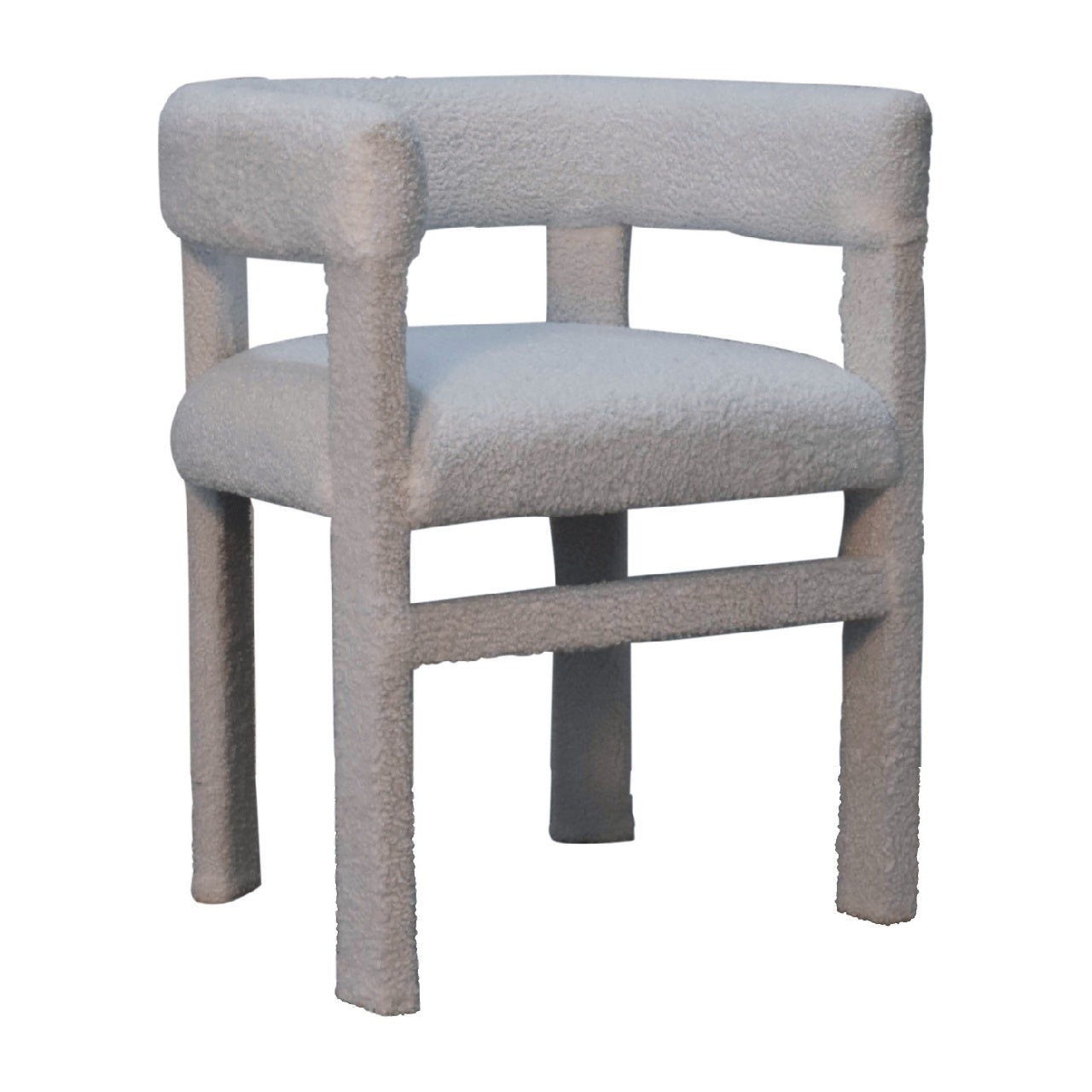White Boucle Occasional Chair - Handmade Solid Wood Frame with White Boucle Upholstery