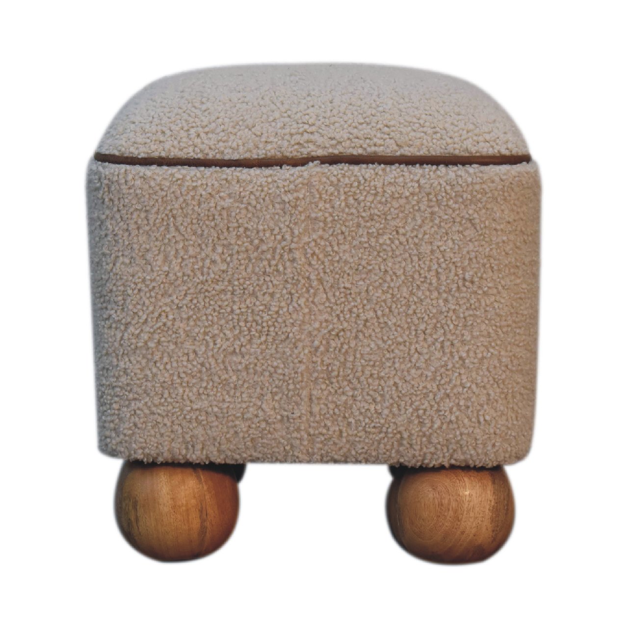 Serenity Footstool with Ball Feet - Handmade Solid Wood Frame with Upholstered Seat and Decorative Ball Feet