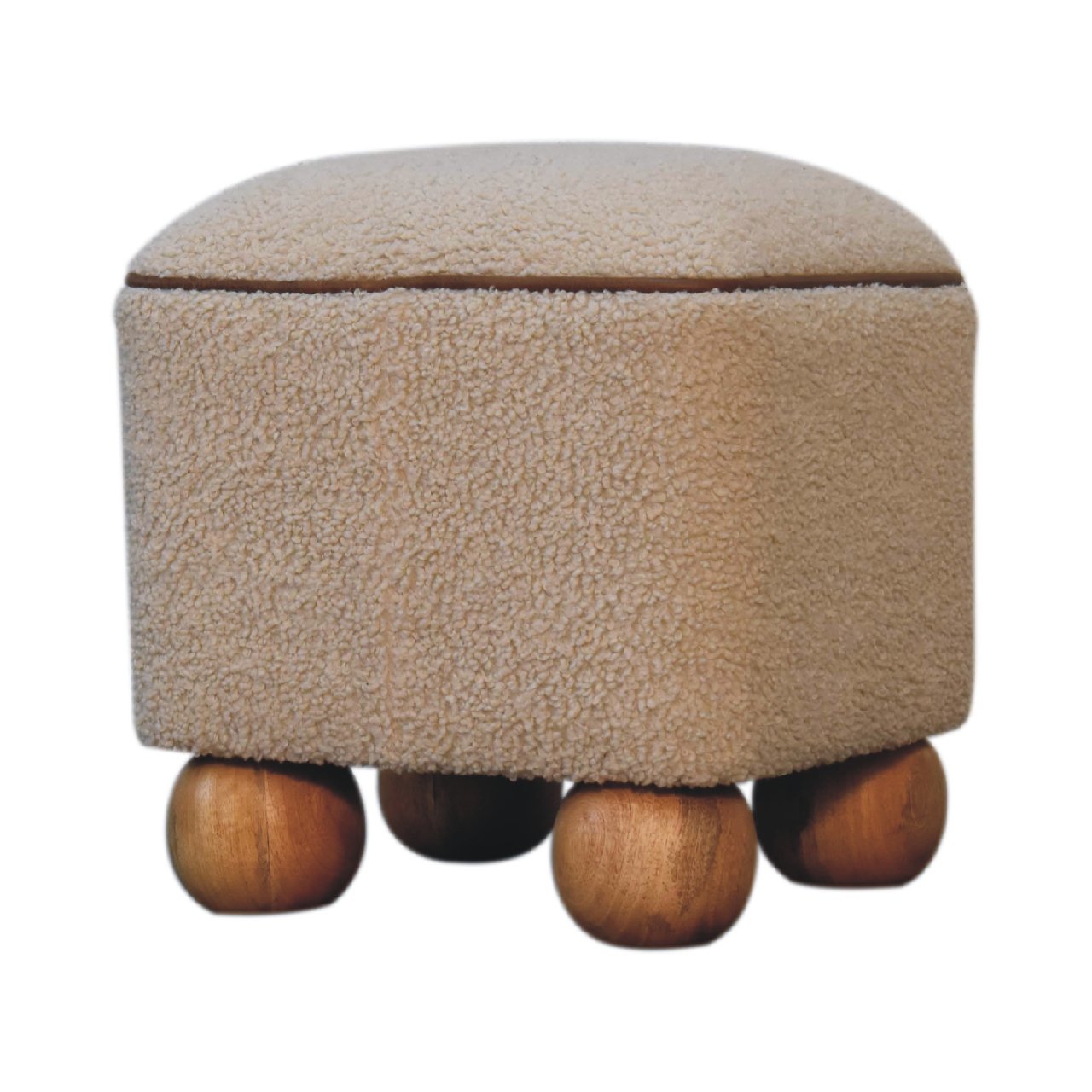Serenity Footstool with Ball Feet - Handmade Solid Wood Frame with Upholstered Seat and Decorative Ball Feet