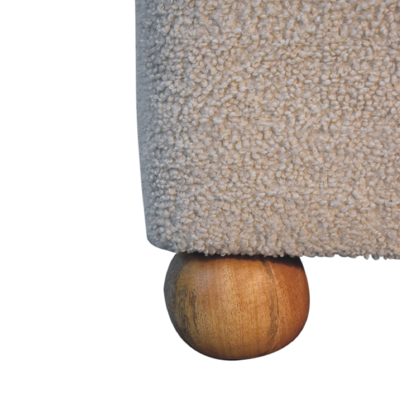Serenity Footstool with Ball Feet - Handmade Solid Wood Frame with Upholstered Seat and Decorative Ball Feet