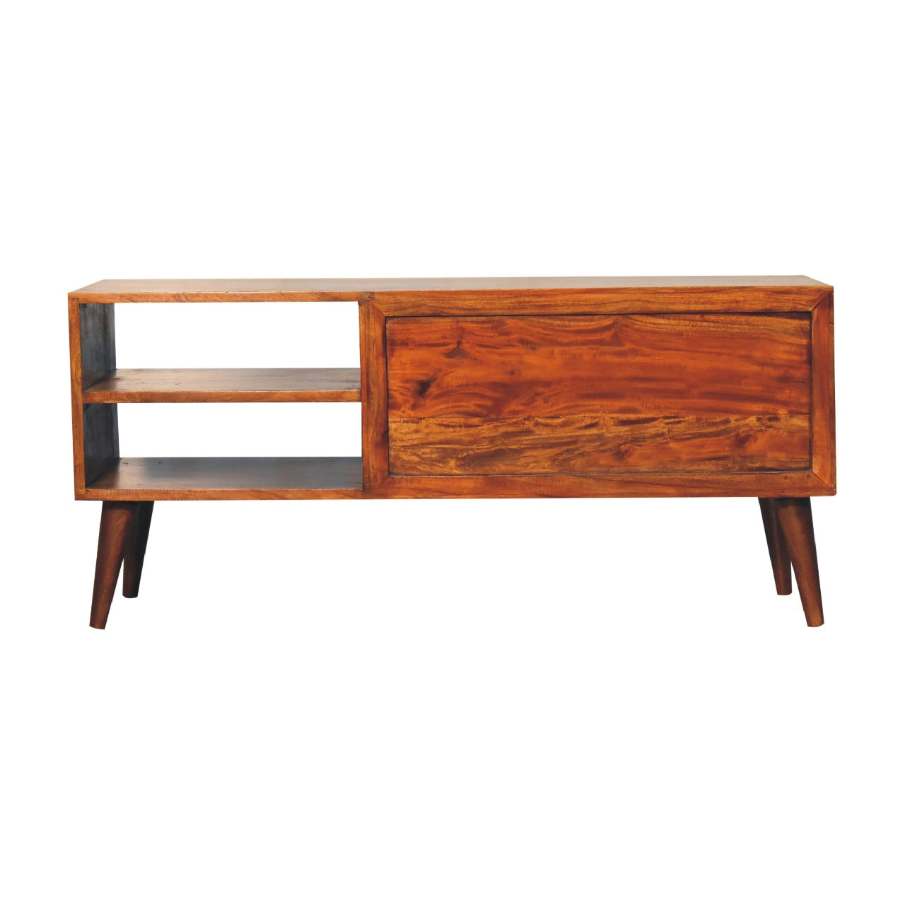 Botanic Media Unit - Handmade Solid Wood TV Stand with Shelves and Storage Compartments
