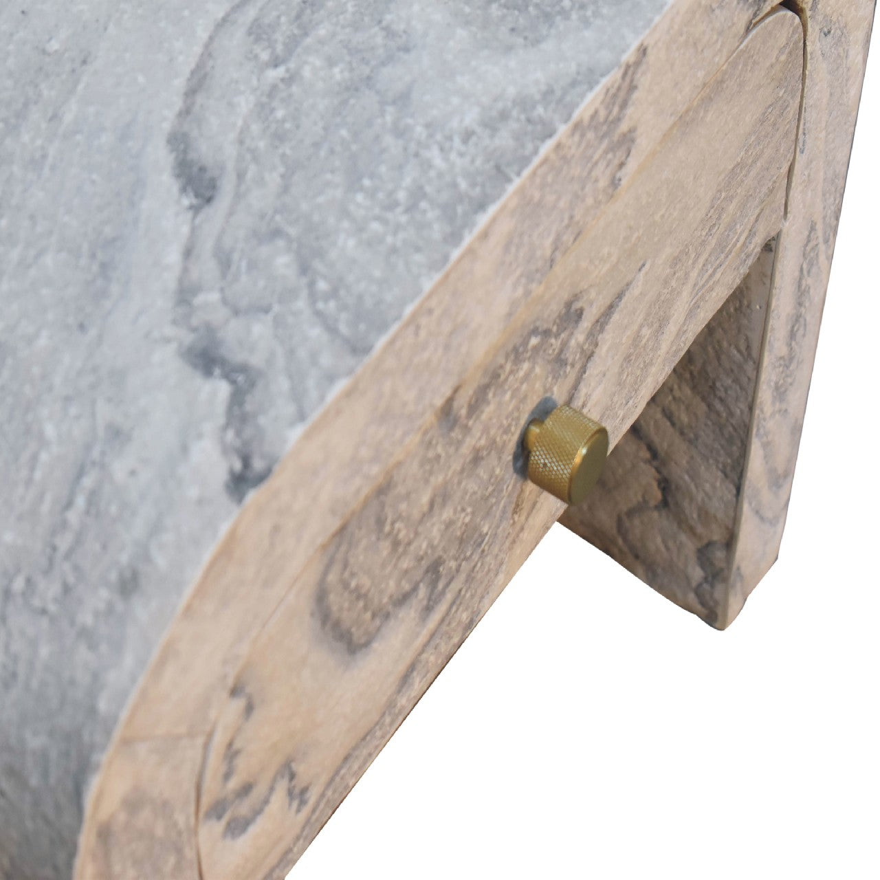 Nouveau Bedside - Handmade Solid Wood With Drawer Marble Effect