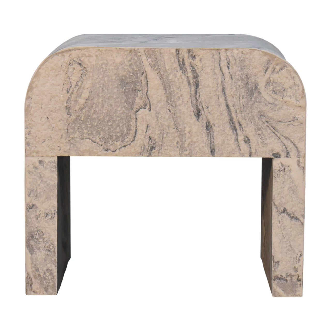 Nouveau Bedside - Handmade Solid Wood With Drawer Marble Effect