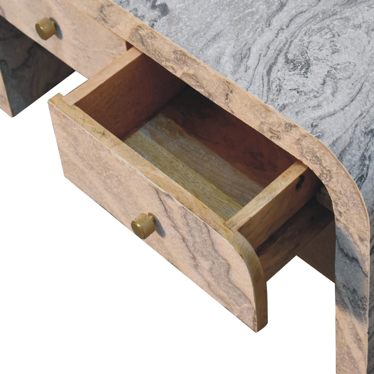 Nouveau Coffee Table - Handmade Solid Wood 4 Drawers Marble Effect