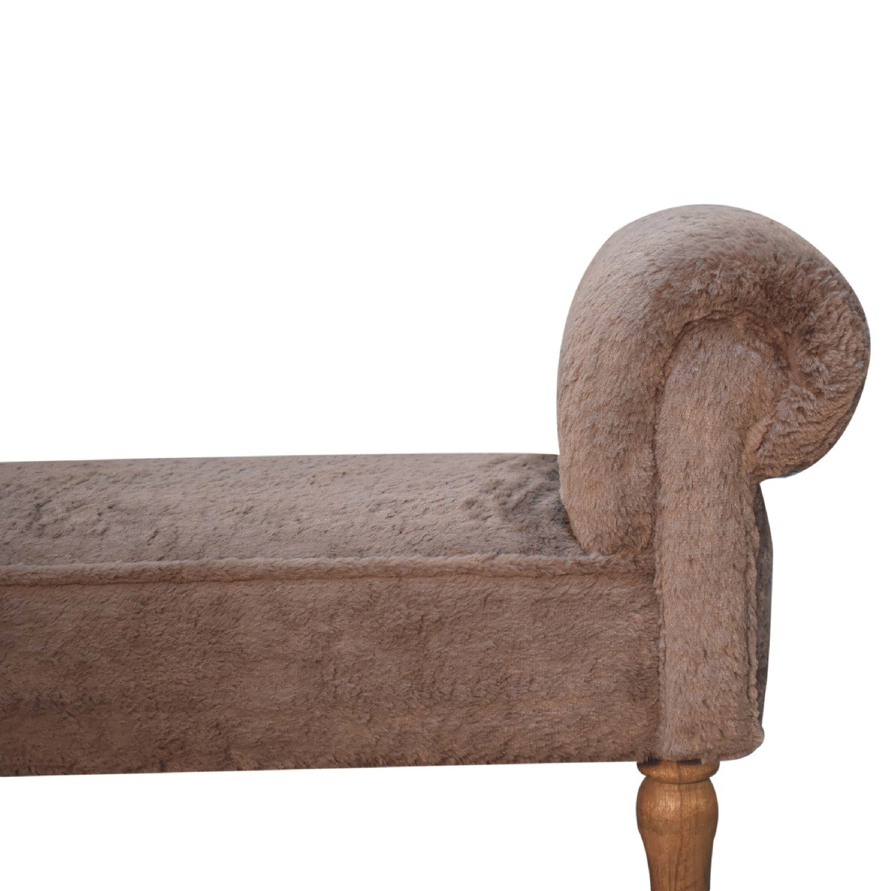 Mocha Faux Fur Bedroom Bench - Handmsade Solid Wood Furniture
