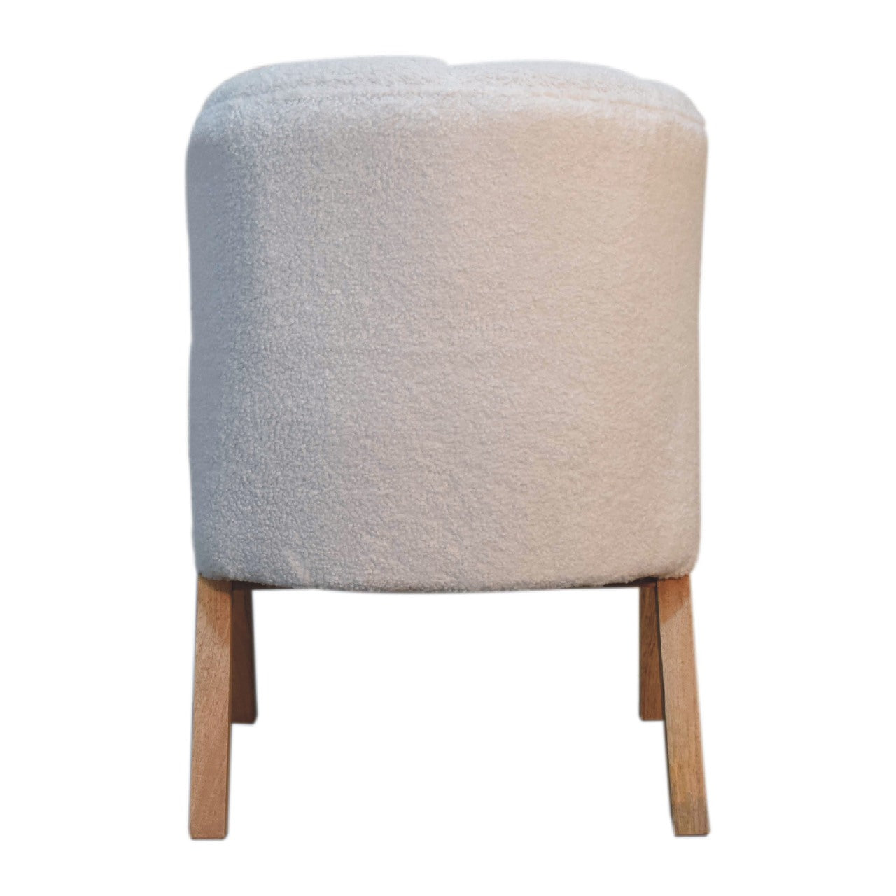 White Boucle Minimalistic Chair – Handmade Solid Wood Frame with White Boucle Upholstery