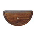 Chestnut Crescent Floating Bedside - Handmade Solid Wood Wall-Mounted Nightstand with Curved Design and Storage