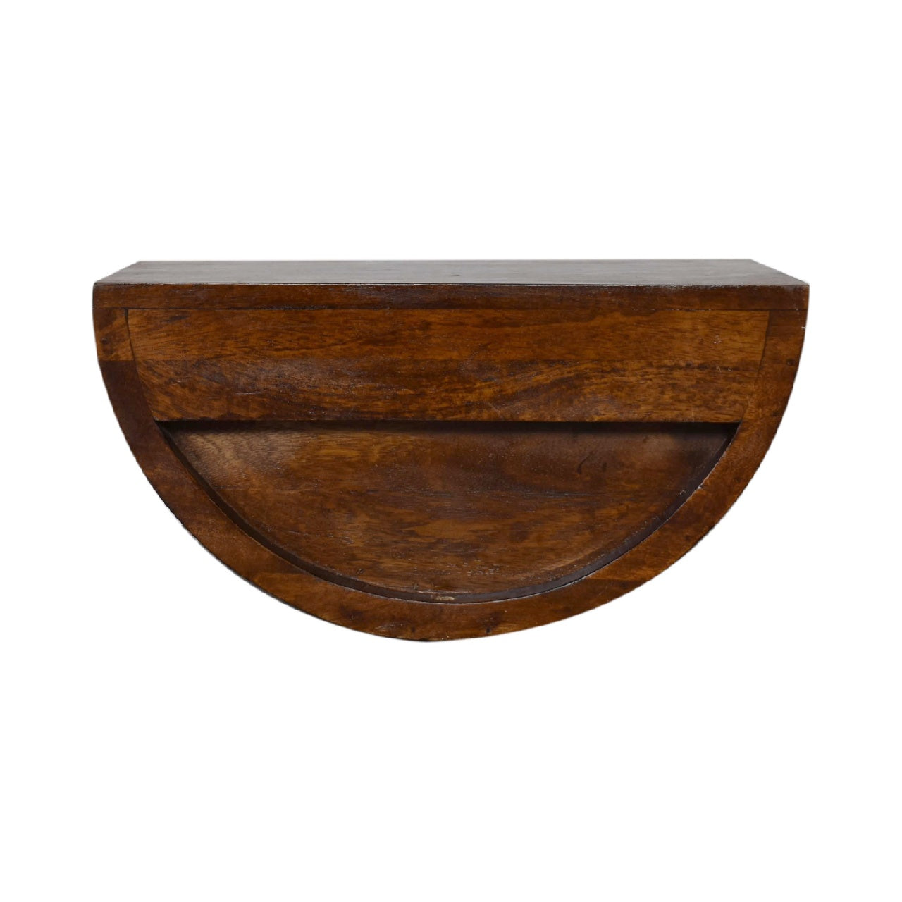 Chestnut Crescent Floating Bedside - Handmade Solid Wood Wall-Mounted Nightstand with Curved Design and Storage