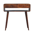 Sonata Chestnut Console Table – Handmade Solid Wood Hallway Table with 2 Drawer and Lower Shelf